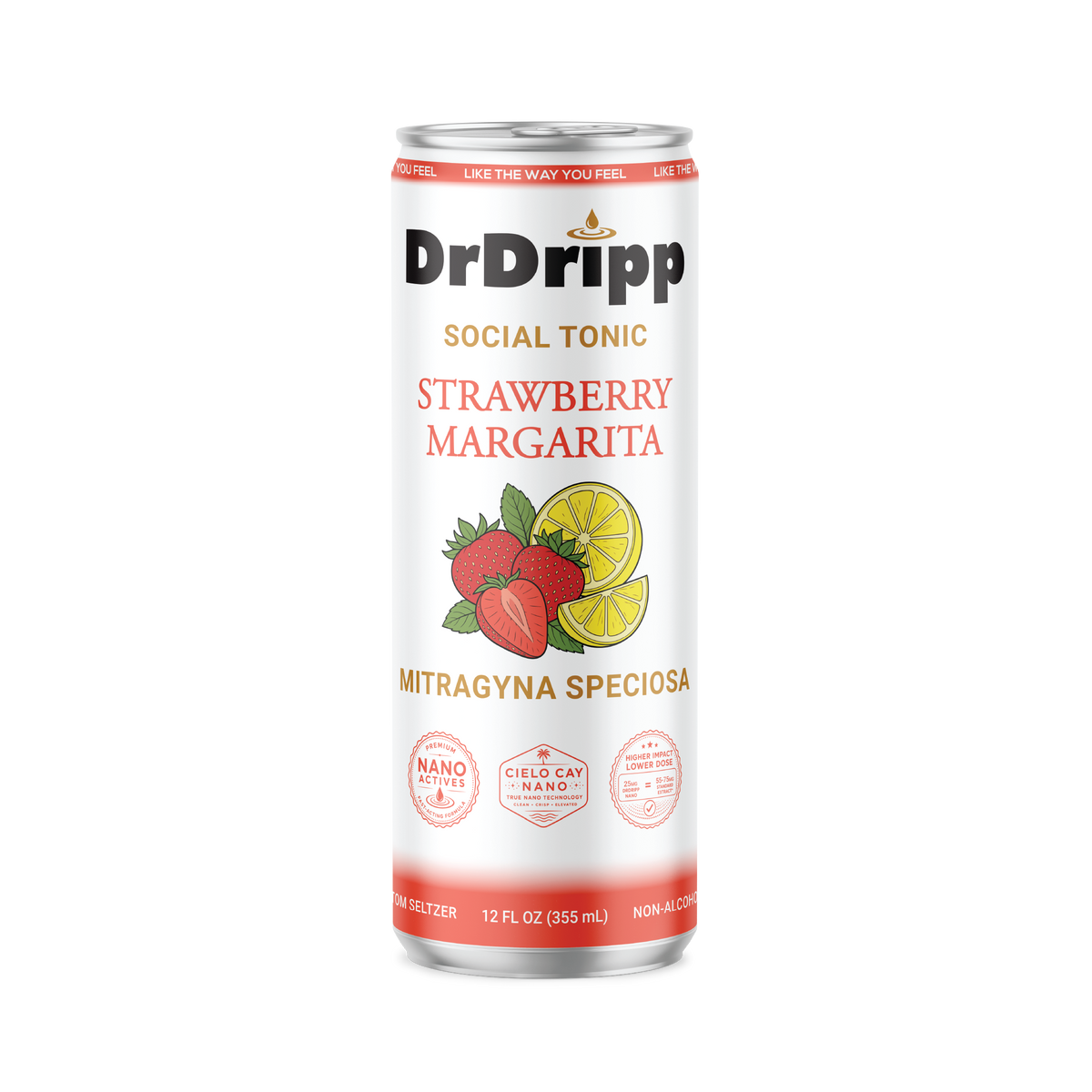DrDripp Strawberry Margarita 25mg Social Tonic Kratom Seltzer