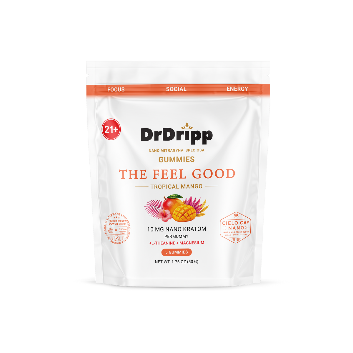 DrDripp The Feel Good 10mg Nano Kratom Gummies - Tropical Mango